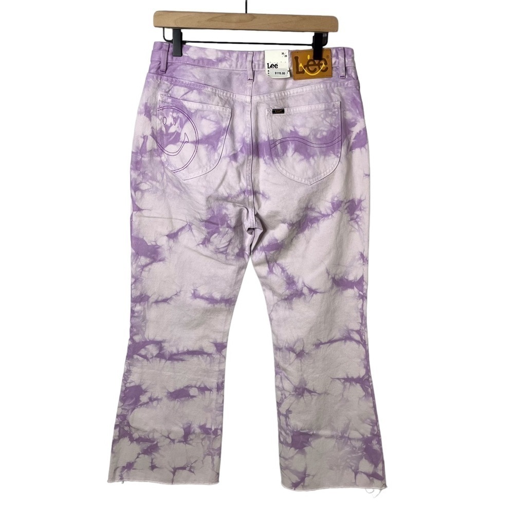 Lee Smiley x Tie Dye High Waist Flare Jeans Purple Size 28 Special Edition - Picture 5 of 9
